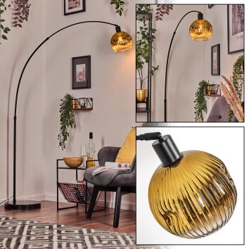 Ripoll Bogenleuchte Glas 20 cm Schwarz, 1-flammig