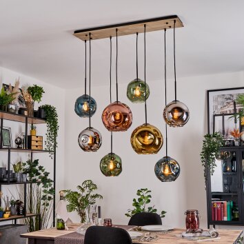 Ripoll Hängeleuchte Glas 20 cm, 25 cm Naturfarben, Schwarz, 8-flammig