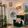 Soungou Bogenstehlampe 38 cm Kupferfarben, Schwarz, 1-flammig, Stoffschirm