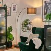 Soungou Bogenstehlampe 38 cm Kupferfarben, Schwarz, 1-flammig, Stoffschirm
