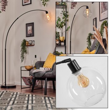 Koyoto Bogenstehlampe Glas 20 cm Schwarz, 1-flammig