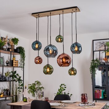 Ripoll Hängeleuchte Glas 15 cm, 20 cm, 25 cm Naturfarben, Schwarz, 8-flammig Ripoll Hängeleuchte Glas 15 cm, 20 cm, 25 cm Naturfarben, Schwarz, 8-flammig