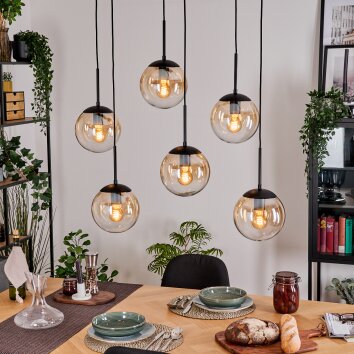Gastor Hängeleuchte Glas 20 cm Bernsteinfarben, Klar, 6-flammig