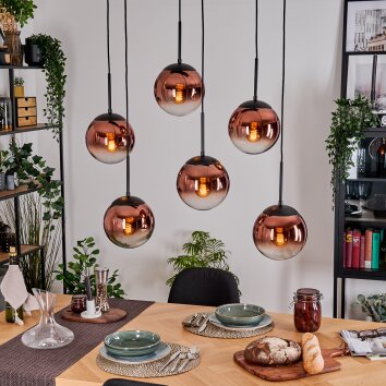 Gastor Hängeleuchte Glas 20 cm Klar, Kupferfarben, 6-flammig Gastor Hängeleuchte Glas 20 cm Klar, Kupferfarben, 6-flammig
