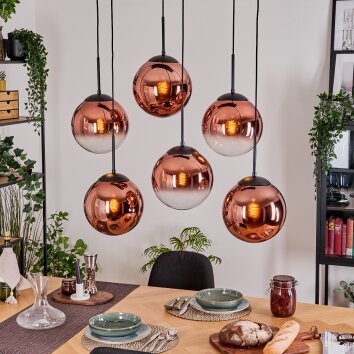 Gastor Hängeleuchte Glas 25 cm Klar, Kupferfarben, 6-flammig Gastor Hängeleuchte Glas 25 cm Klar, Kupferfarben, 6-flammig