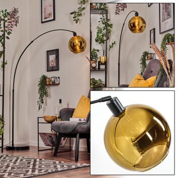 Koyoto Bogenlampe Glas 25 cm Schwarz, 1-flammig