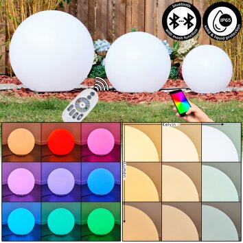 Ilorn Kugelleuchten Set 30 cm, 39 cm, 50 cm LED Weiß, 3-flammig, Fernbedienung