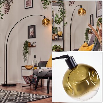 Ripoll Bogenstehlampe Glas 20 cm Schwarz, 1-flammig