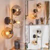 Koyoto Wandleuchte Glas 15 cm Gold, Schwarz, 3-flammig