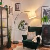 Bassagoda Bogenleuchte 40 cm Chrom, Schwarz, 1-flammig, Stoff-Lampenschirm