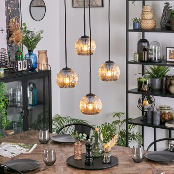 Ripoll Hängeleuchte Glas 15 cm Bernsteinfarben, 4-flammig