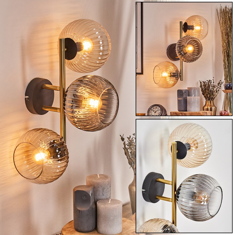 Koyoto Wandleuchte Glas 15 cm Gold, Schwarz, 3-flammig main product photo