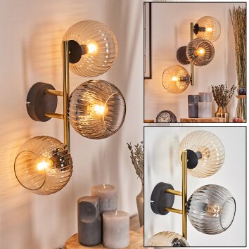 Koyoto Wandleuchte Glas 15 cm Gold, Schwarz, 3-flammig Koyoto Wandleuchte Glas 15 cm Gold, Schwarz, 3-flammig