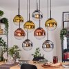 Gastor Hängeleuchte Glas 25 cm Chrom, Gold, Klar, Kupferfarben, Rauchfarben, 8-flammig
