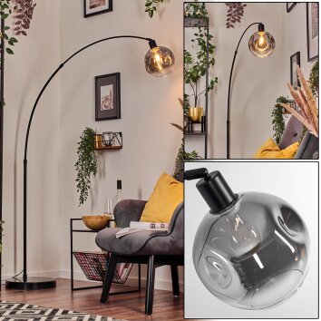 Ripoll Bogenlampe Glas 20 cm Schwarz, 1-flammig