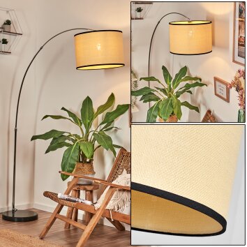 Chellas Stehleuchte 40 cm Chrom, Schwarz, 1-flammig