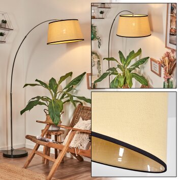 Chellas Bogenstehlampe 45 cm Chrom, Schwarz, 1-flammig