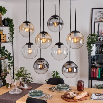 Gastor Hängeleuchte Glas 25 cm Bernsteinfarben, Klar, Rauchfarben, 8-flammig