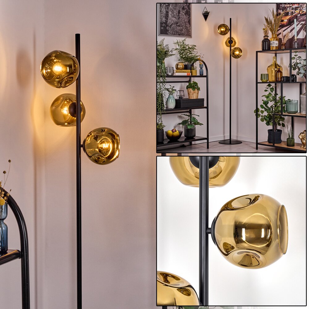 Ripoll Stehleuchte Glas 15 cm Gold, 3-flammig main product photo