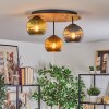 Koyoto Deckenleuchte Glas 15 cm Naturfarben, Schwarz, 3-flammig