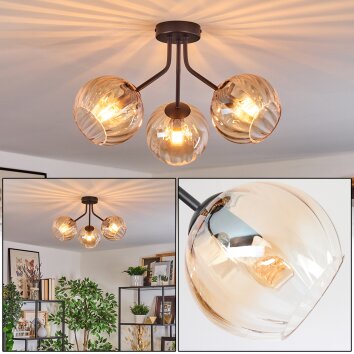 Koyoto Deckenleuchte Glas 15 cm Bernsteinfarben, Klar, 3-flammig