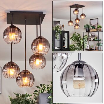 Koyoto Deckenleuchte Glas 15 cm Klar, Rauchfarben, 5-flammig