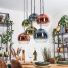 Koyoto Hängeleuchte Glas 25 cm Blau, Grün, Klar, Kupferfarben, 6-flammig