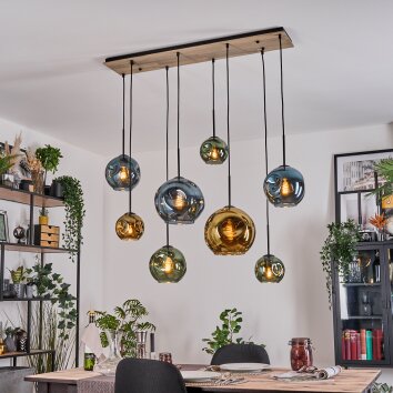 Ripoll Hängeleuchte Glas 15 cm, 20 cm, 25 cm Naturfarben, Schwarz, 8-flammig