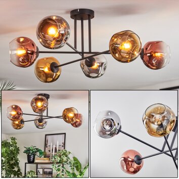 Ripoll Deckenleuchte Glas 15 cm Chrom, Gold, Klar, Kupferfarben, Rauchfarben, 6-flammig