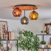Ripoll Deckenleuchte Glas 15 cm Naturfarben, Schwarz, 3-flammig