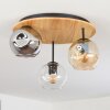 Ripoll Deckenleuchte Glas 15 cm Naturfarben, Schwarz, 3-flammig