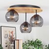 Koyoto Deckenleuchte Glas 15 cm Naturfarben, Schwarz, 3-flammig