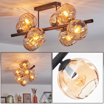 Koyoto Deckenleuchte Glas 15 cm Bernsteinfarben, 8-flammig
