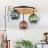 Koyoto Deckenleuchte Glas 15 cm Naturfarben, Schwarz, 3-flammig