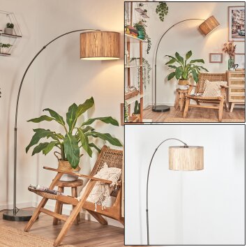 Bongal Bogenlampe 35 cm Nickel-Matt, Schwarz, 1-flammig, Stoffschirm