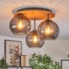 Koyoto Deckenleuchte Glas 20 cm Naturfarben, Schwarz, 3-flammig