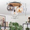 Koyoto Deckenleuchte Glas 20 cm Naturfarben, Schwarz, 3-flammig