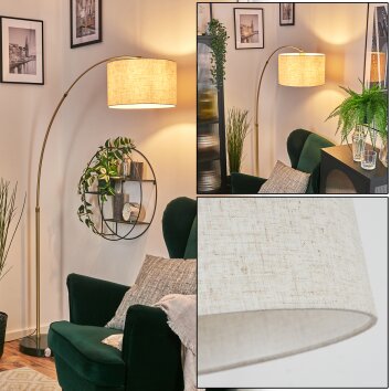 Bassagoda Bogenstehlampe 35 cm Messing, Schwarz, 1-flammig