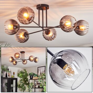 Koyoto Deckenleuchte Glas 15 cm Klar, Rauchfarben, 6-flammig