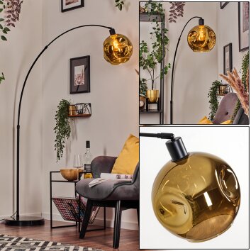 Ripoll Bogenlampe Glas 25 cm Schwarz, 1-flammig