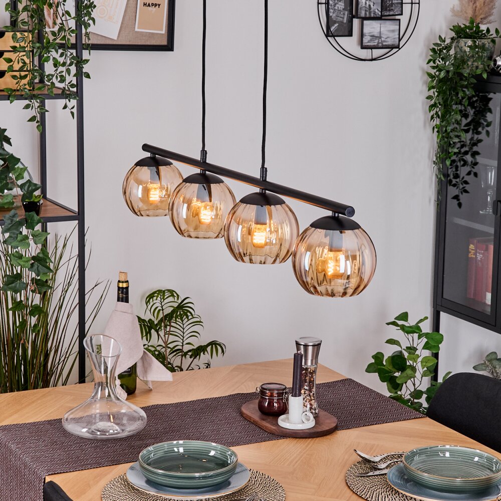 Koyoto Pendelleuchte Glas 15 cm Bernsteinfarben, 4-flammig main product photo