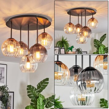 Koyoto Deckenleuchte Glas 15 cm Bernsteinfarben, Klar, Rauchfarben, 5-flammig