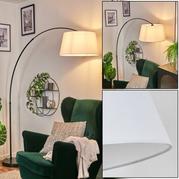 Bassagoda Bogenstehlampe 45 cm Schwarz, 1-flammig, Stoffschirm