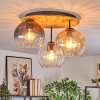 Koyoto Deckenleuchte Glas 20 cm Naturfarben, Schwarz, 3-flammig