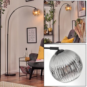 Ripoll Bogenlampe Glas 20 cm Schwarz, 1-flammig