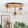 Ripoll Deckenleuchte Glas 15 cm Naturfarben, Schwarz, 3-flammig