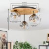 Ripoll Deckenleuchte Glas 15 cm Naturfarben, Schwarz, 3-flammig