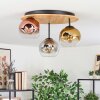 Ripoll Deckenleuchte Glas 15 cm Naturfarben, Schwarz, 3-flammig