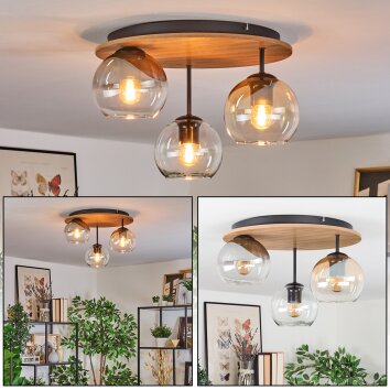 Koyoto Deckenleuchte Glas 15 cm Naturfarben, Schwarz, 3-flammig