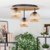 Koyoto Deckenleuchte Glas 15 cm Naturfarben, Schwarz, 3-flammig